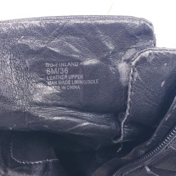 BCBGeneration Finland Black Leather Wedge Heel Buckle Ankle Boots Women's Size 6 - Picture 11 of 12